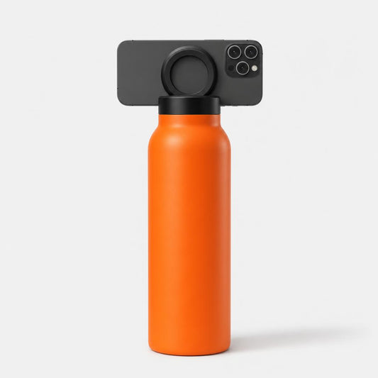Botella deportiva con soporte magnético, naranja